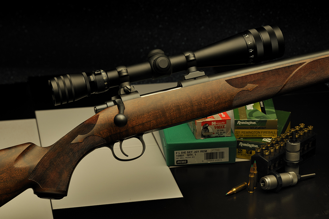 This handsome Cooper Arms Custom Classic is chambered for the .221 Remington Fireball. This well-crafted rifle has all the features that place it in the fully custom class of modern rifles. The scope is from Redfield, 4-12x 40mm all cinched down in Leupold rings and bases.